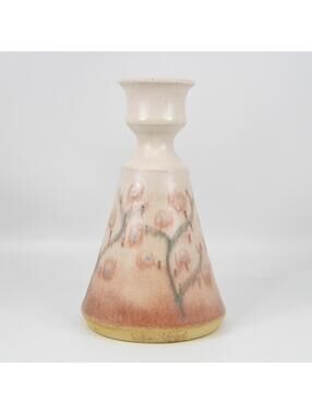 Jess Lord Studio Art Pottery Vintage 1980s Hand Thrown Candle Holder 6" Signed